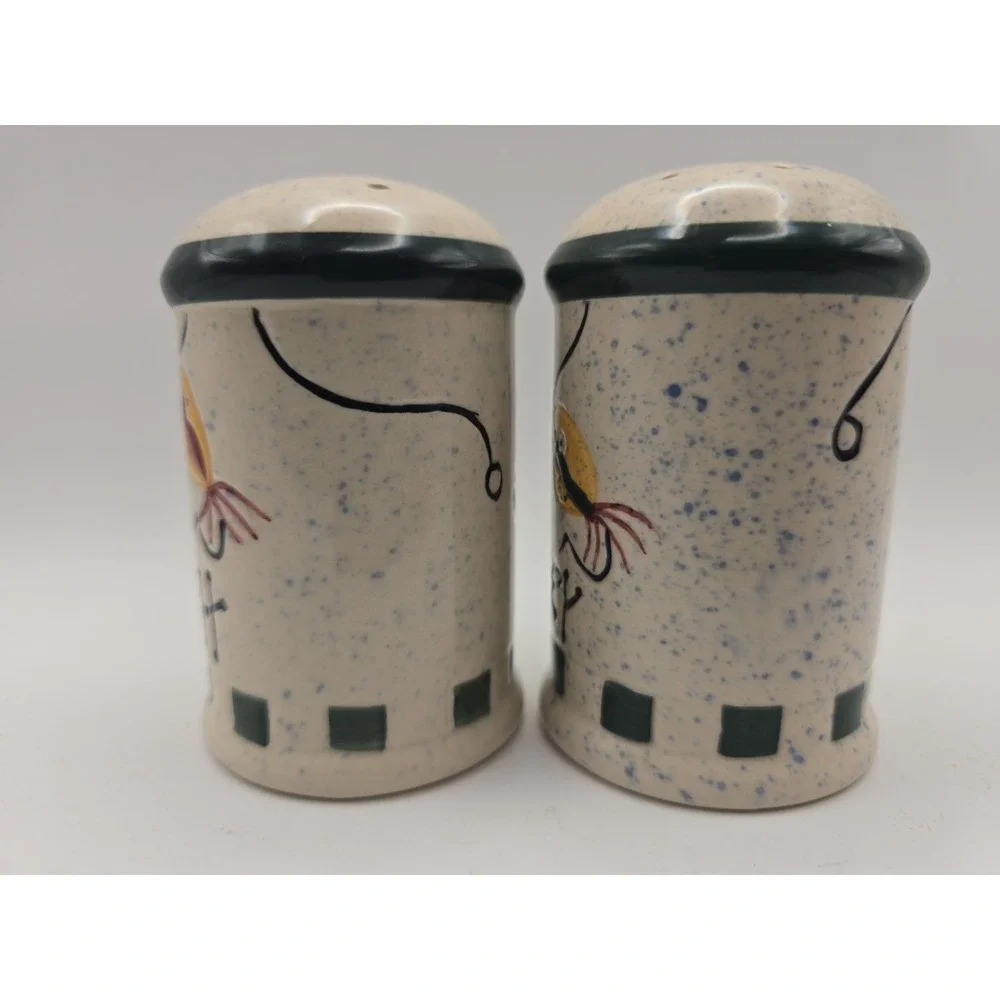 Vintage Fishing Lure Salt & Pepper Shakers Set Ceramic Nautical Lodge Decor  EUC
